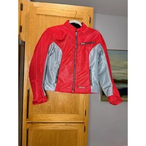Firstgear Womens Red Grey Mesh Armored Motorcycle Riding Jacket Size Large